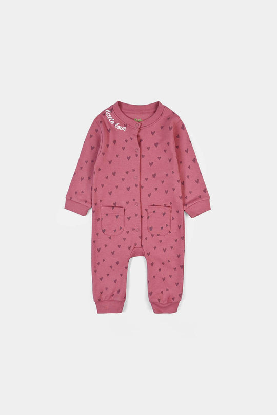 Infant Girls Cotton Interlock Knitted Romper Lovely-Rose.Wine