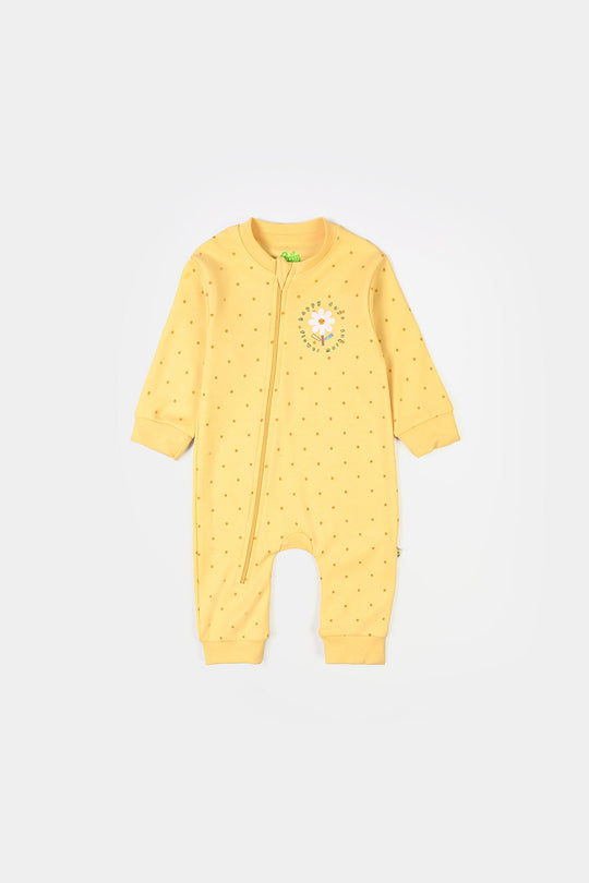 Infant Girls Cotton Interlock Knitted Romper HAPPY DAYS-Yellow