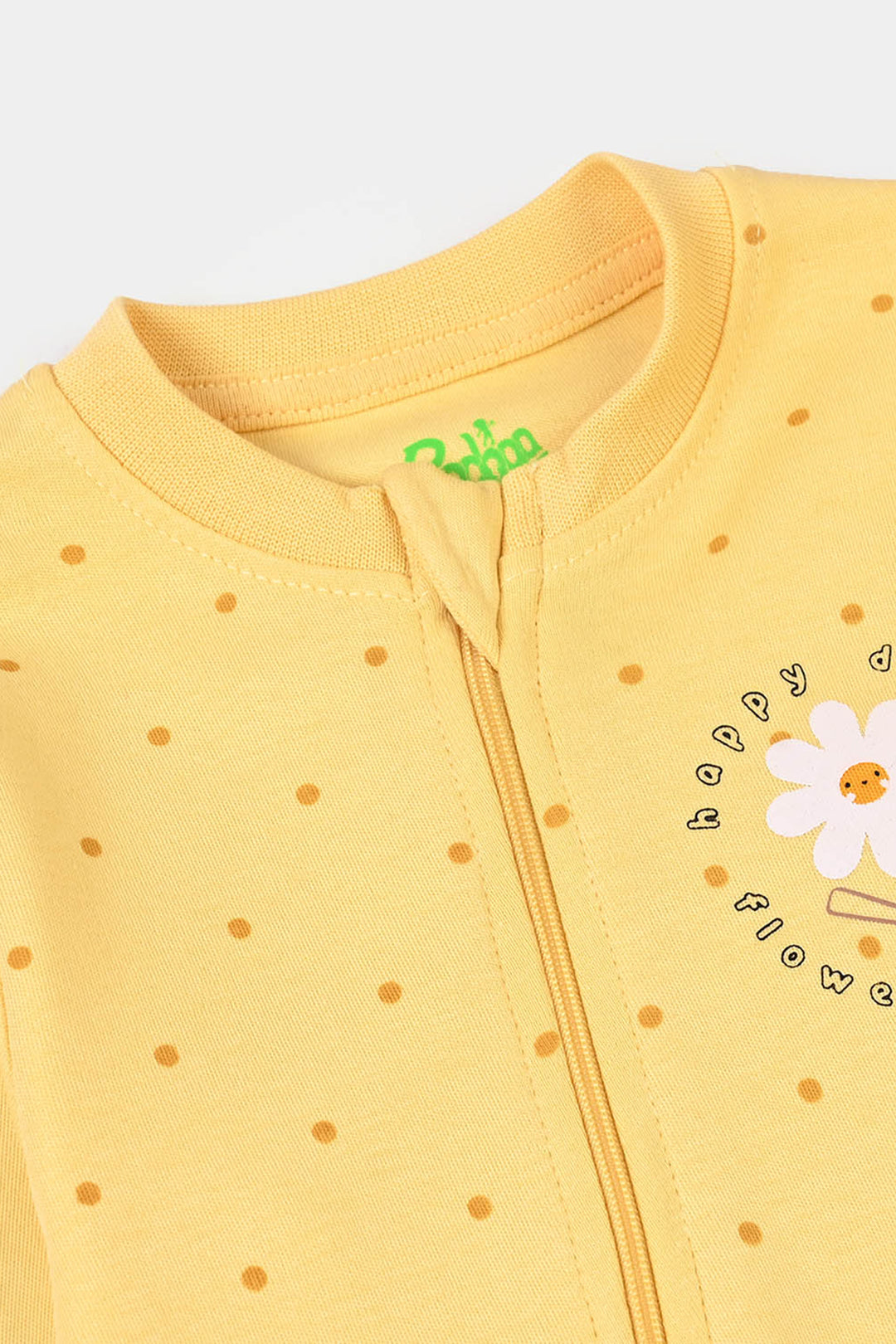 Infant Girls Cotton Interlock Knitted Romper HAPPY DAYS-Yellow