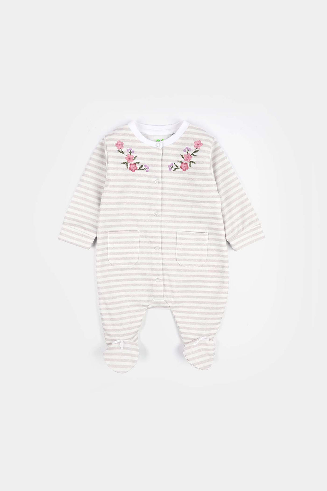 Infant Girls Cotton Interlock Knitted Romper Little Bow-OFF-White