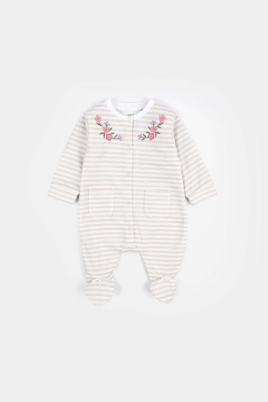 Infant Girls Cotton Interlock Knitted Romper Little Bow-OFF-White