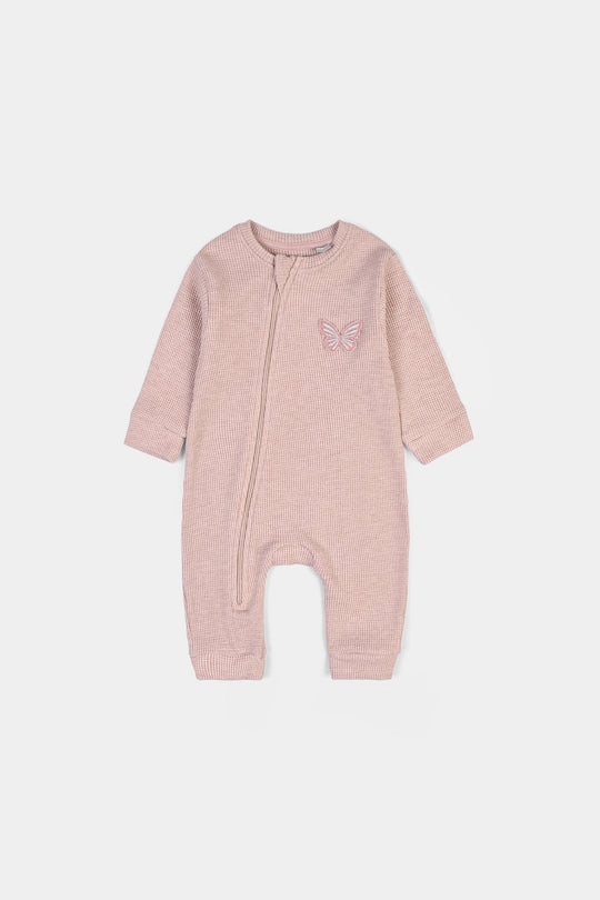 Infant Girls Rib Knitted Romper Blush-PINK