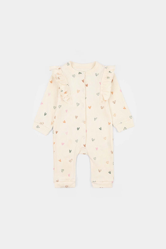 Infant Girls Rib Knitted Romper Little Hearts