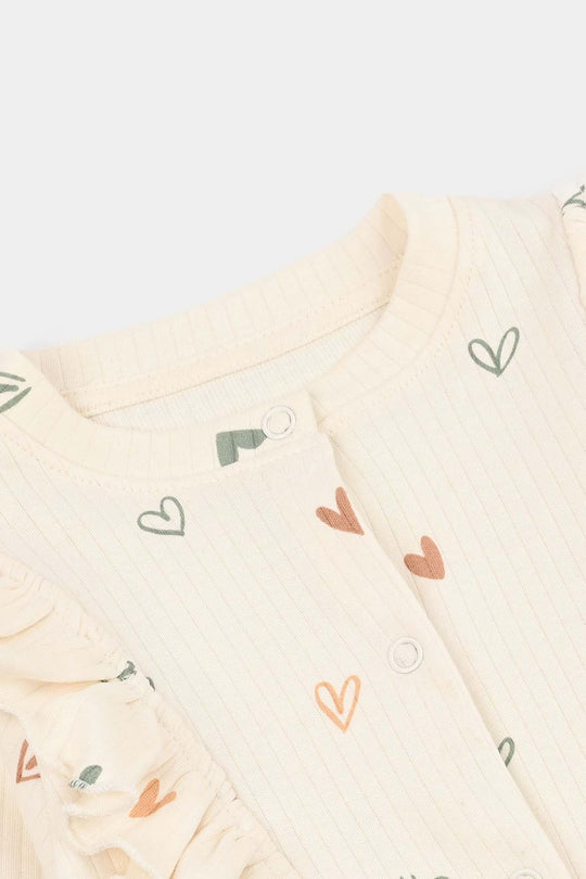 Infant Girls Rib Knitted Romper Little Hearts