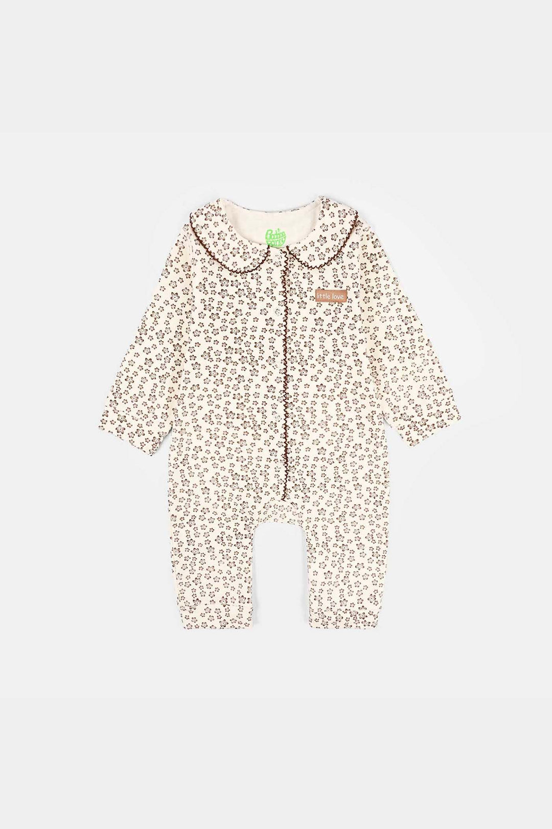 Infant Girls Rib Knitted Romper Flowery-OFF-White