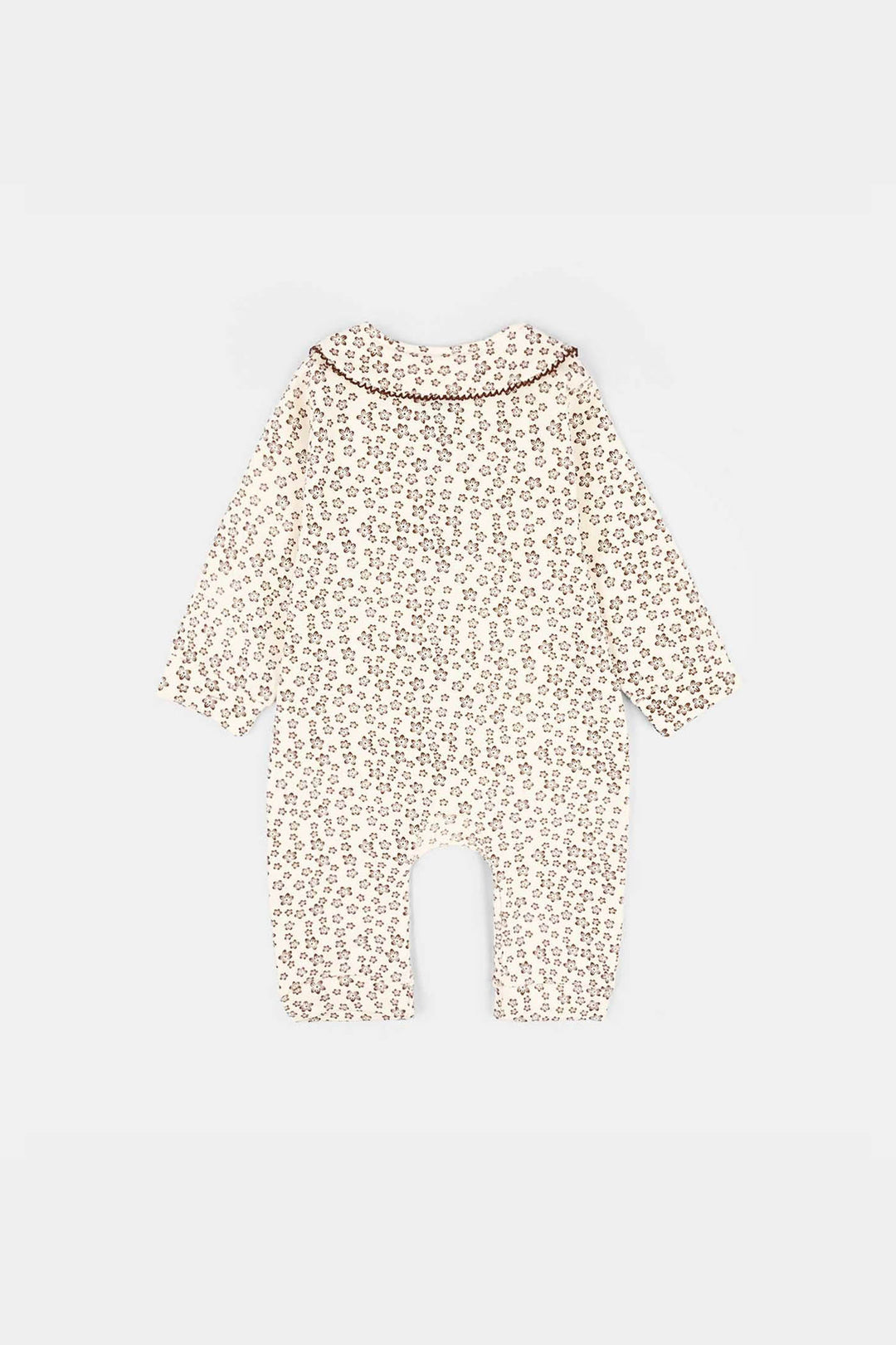 Infant Girls Rib Knitted Romper Flowery-OFF-White