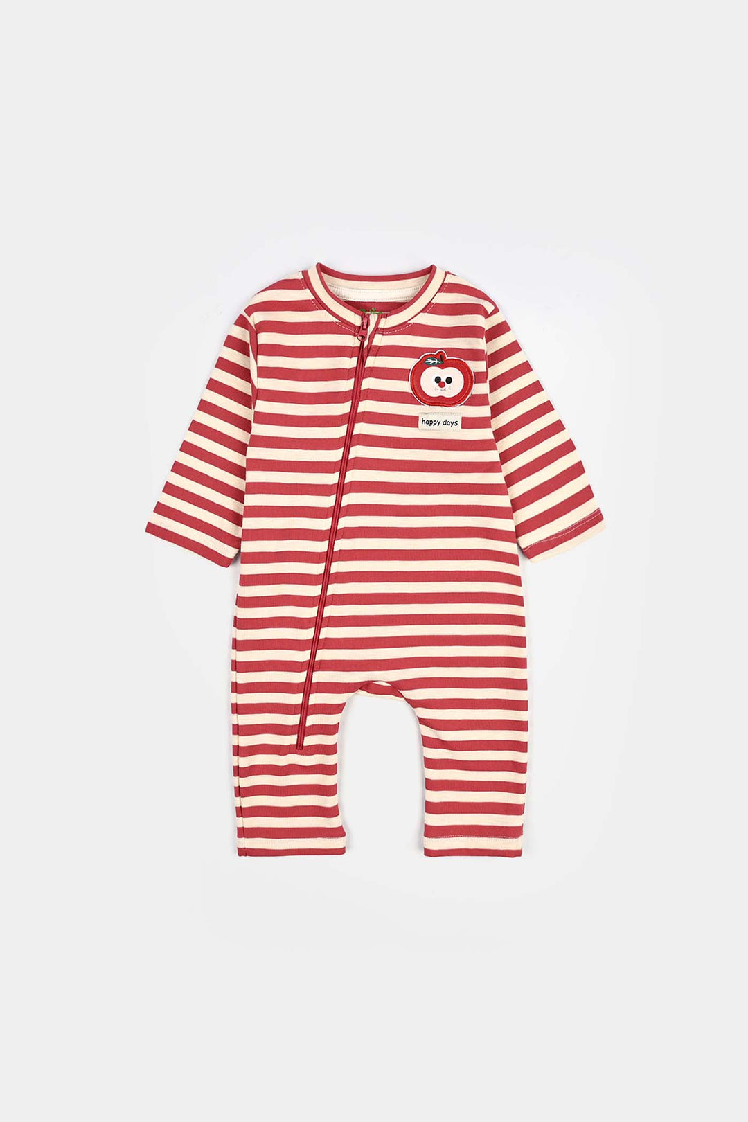 Infant Girls Cotton Interlock Knitted Romper Cherry - RED