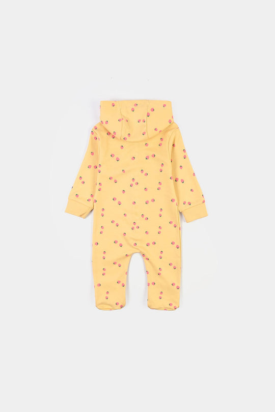 Infant Girls Cotton Interlock Knitted Romper Strawberry-Yellow