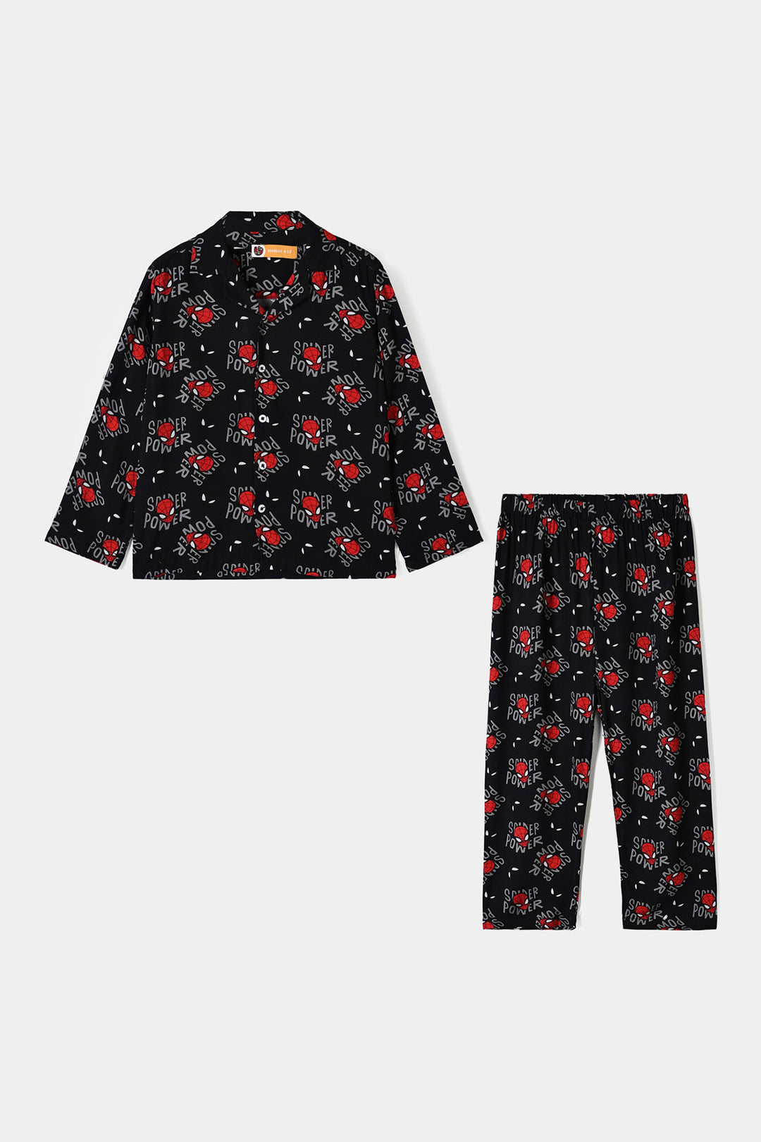 Boys Linen Viscose Nightwear Spider Power -BLACK