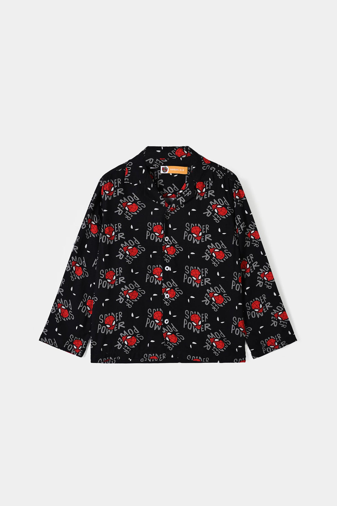 Boys Linen Viscose Nightwear Spider Power -BLACK