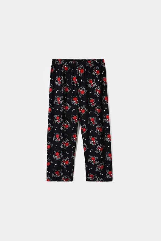Boys Linen Viscose Nightwear Spider Power -BLACK