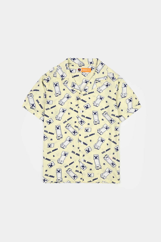 Boys Linen Viscose Nightwear - Light Yellow