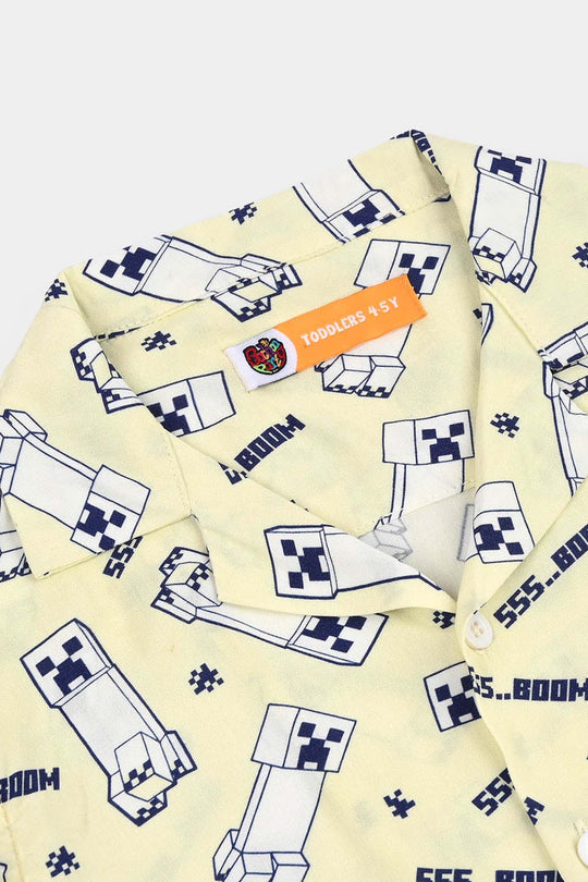 Boys Linen Viscose Nightwear - Light Yellow