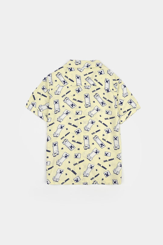 Boys Linen Viscose Nightwear - Light Yellow