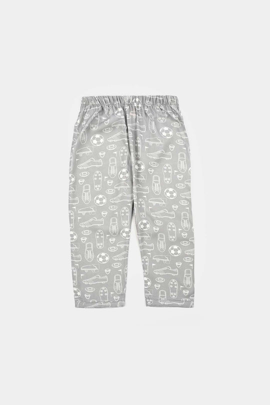 Boys Linen Viscose Nightwear-Football-GREY