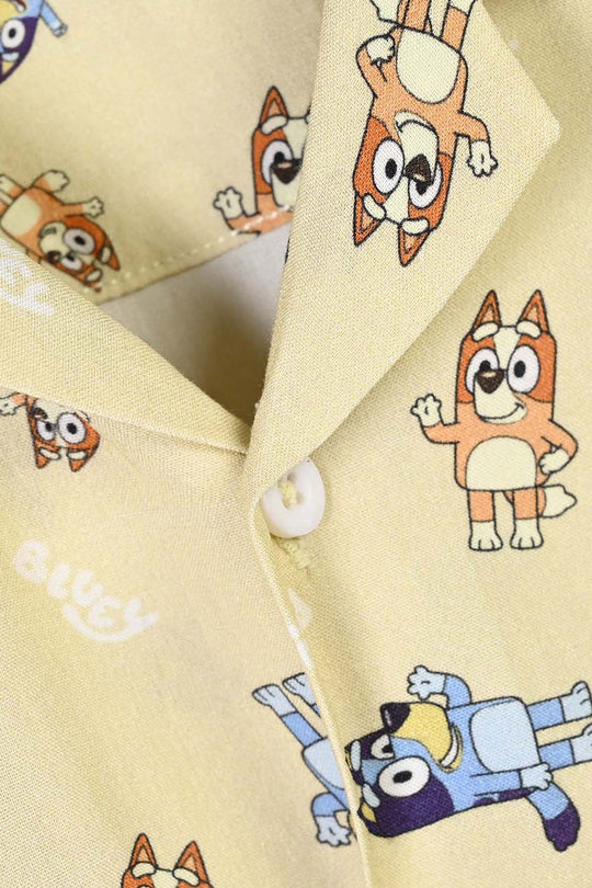 Infant Boys Linen Viscose Nightwear-Bluey-Yellow