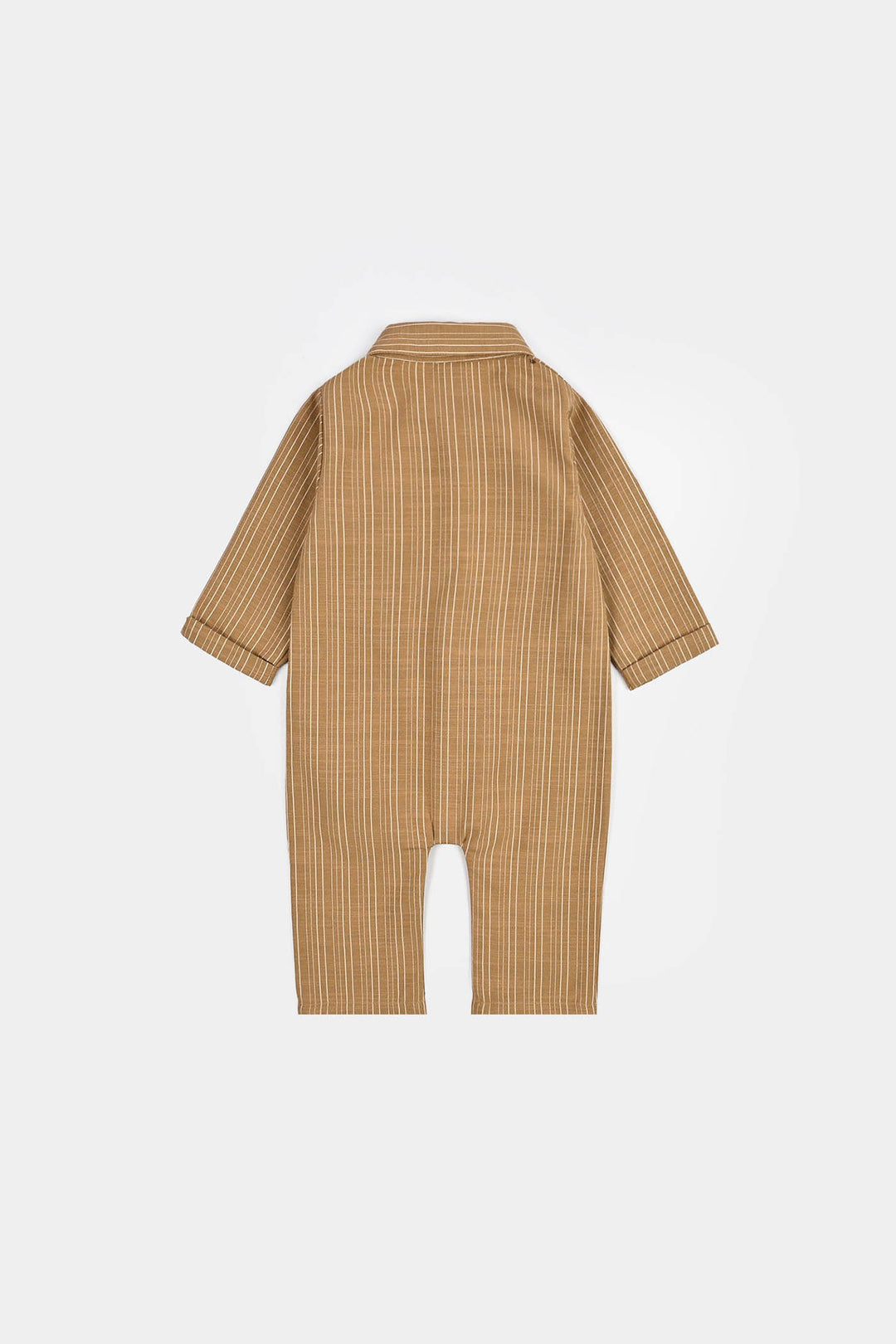 Infant Boys Yarn Dyed Woven Romper - Khaki - Brown