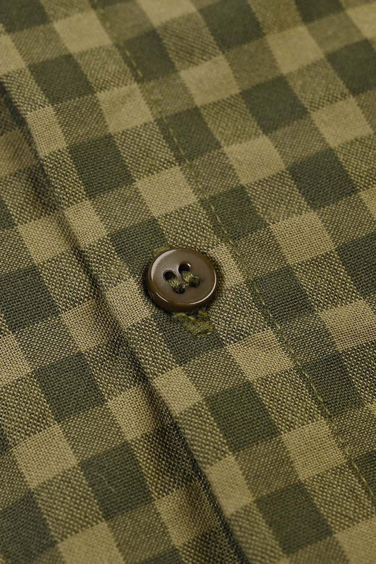 Infant Boys Yarn Dyed Woven Romper-Olive - GREEN