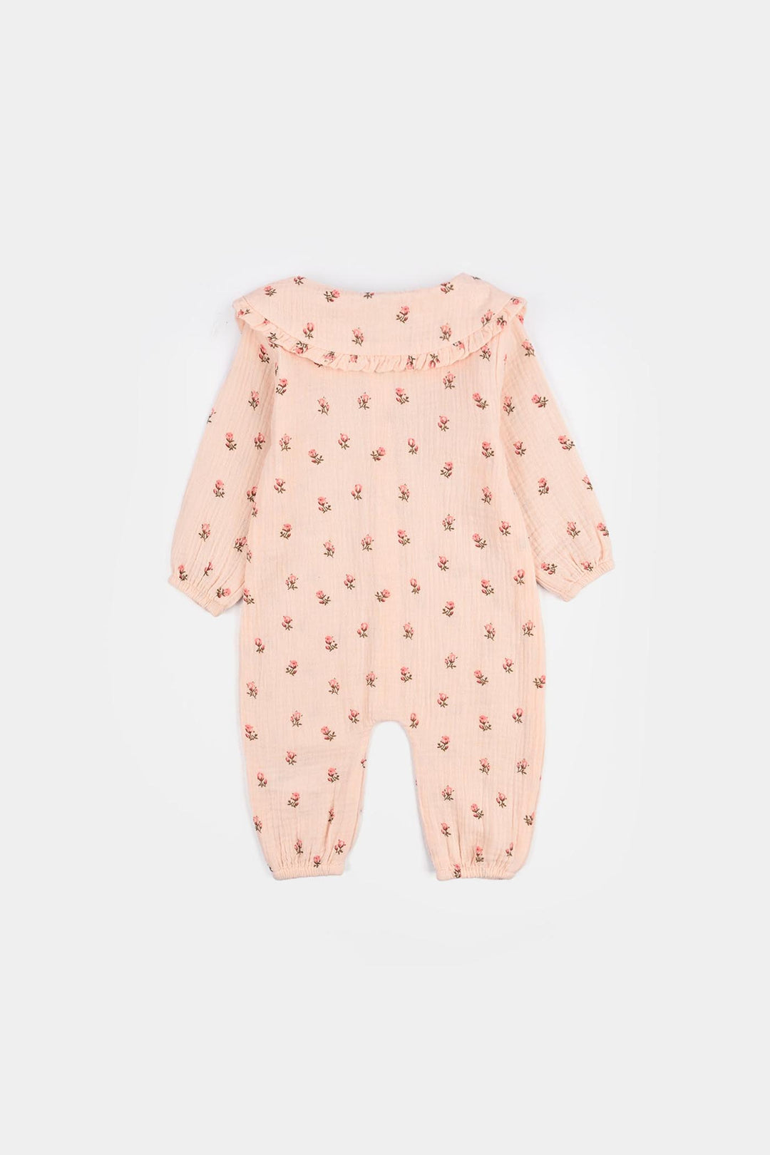 Infant Girls Gauze Woven Romper - Lillies - Pink