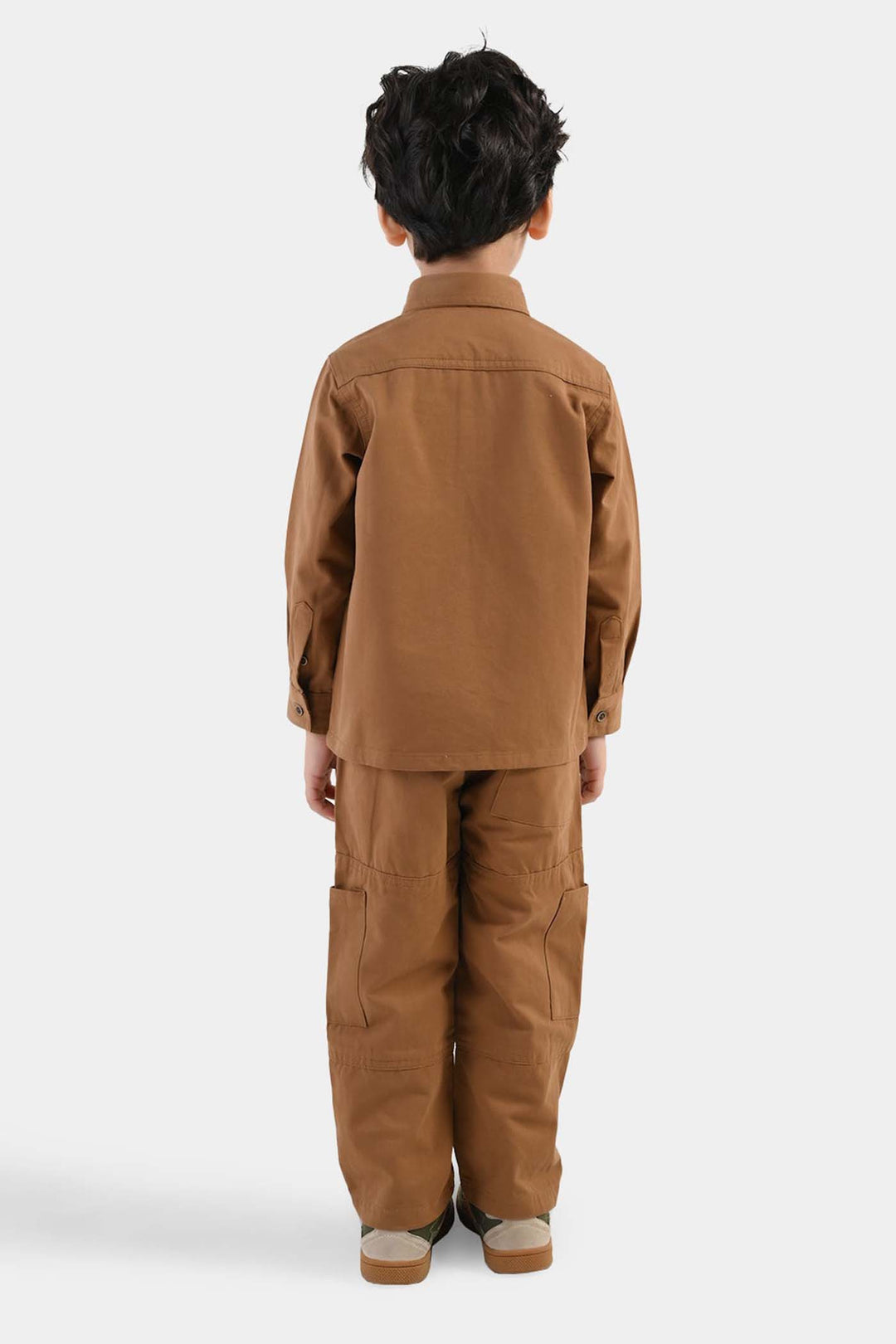Boys Cotton Twill Woven Suit Cut & Sew - Brown