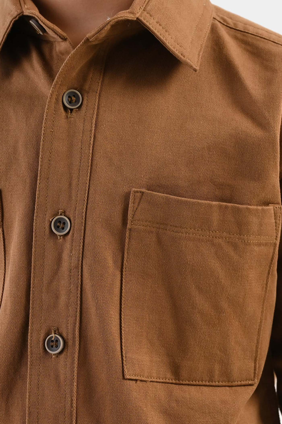 Boys Cotton Twill Woven Suit Cut & Sew - Brown