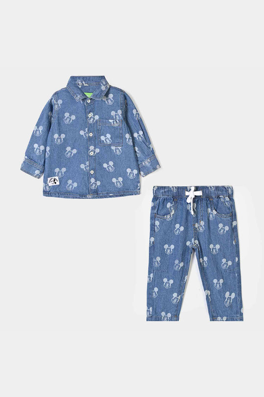 Infant Boys Tensile Denim Suit Character-BLUE