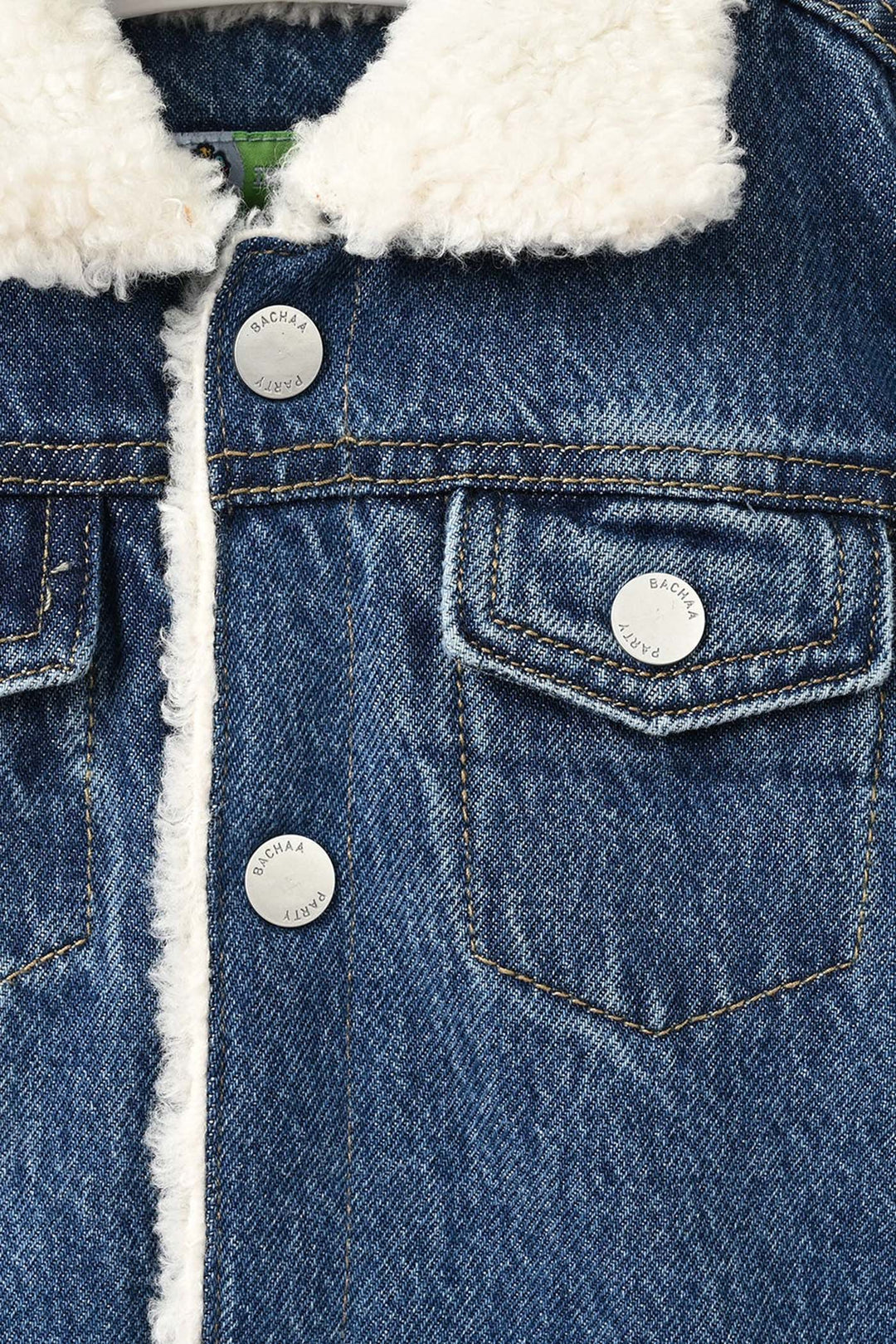 Infant Boys Denim Rigid Jacket White Sherpa - BLUE