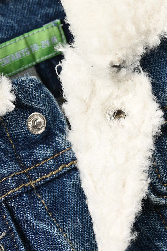 Infant Boys Denim Rigid Jacket White Sherpa - BLUE