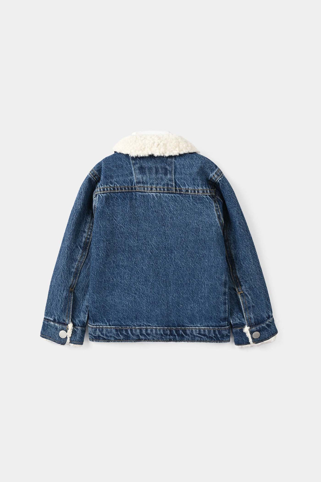 Infant Boys Denim Rigid Jacket White Sherpa - BLUE