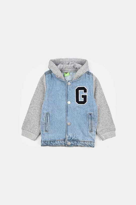 Boys Denim Rigid Jacket LOOK LIKE DADDY - Mid Blue