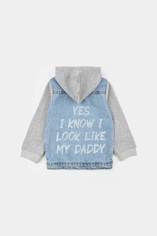 Boys Denim Rigid Jacket LOOK LIKE DADDY - Mid Blue