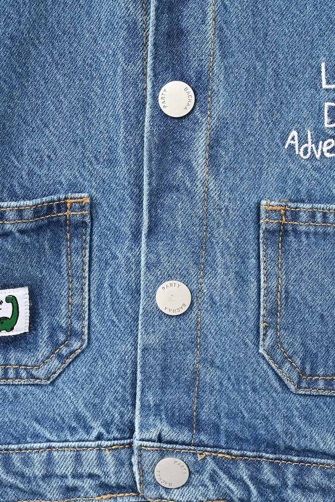 Infant Boys Denim Rigid Jacket Little Dino Adventures - Mid Blue