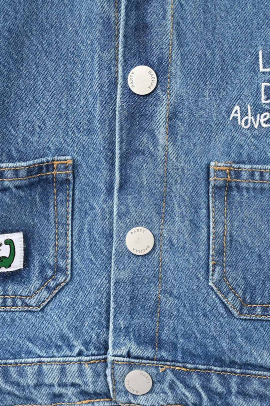 Infant Boys Denim Rigid Jacket Little Dino Adventures - Mid Blue
