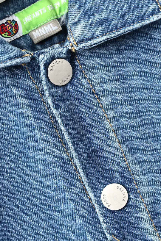 Infant Boys Denim Rigid Jacket Little Dino Adventures - Mid Blue