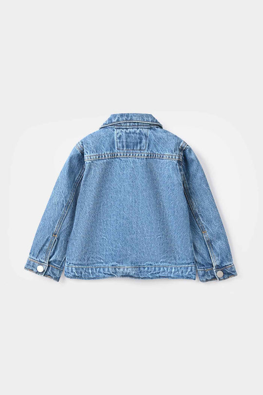 Infant Boys Denim Rigid Jacket Little Dino Adventures - Mid Blue