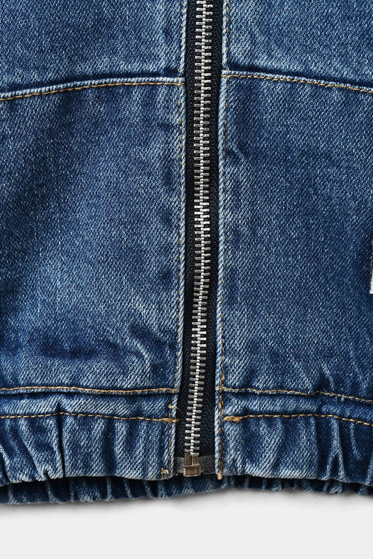Infant Boys Denim Rigid Jacket Warm And Cozy - Mid Blue