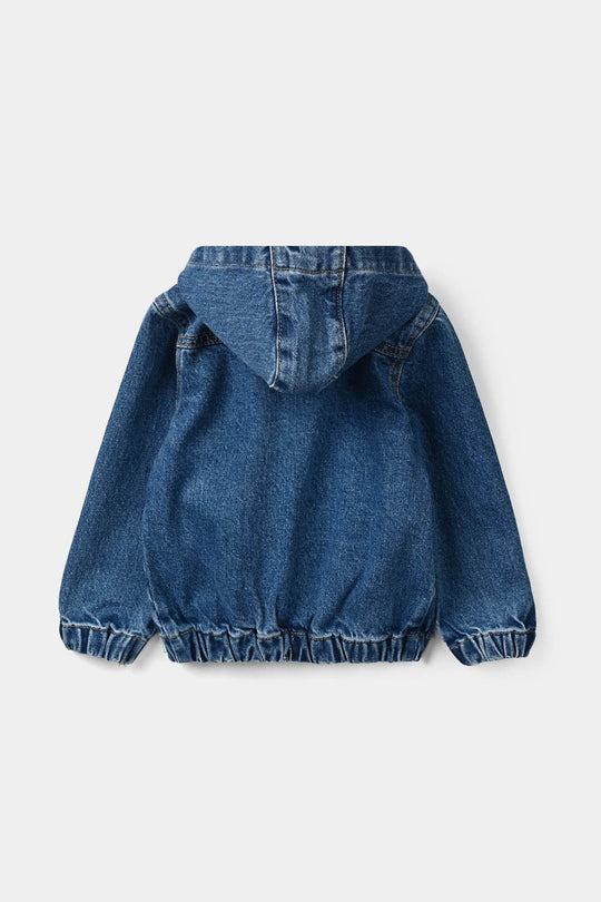 Infant Boys Denim Rigid Jacket Warm And Cozy - Mid Blue