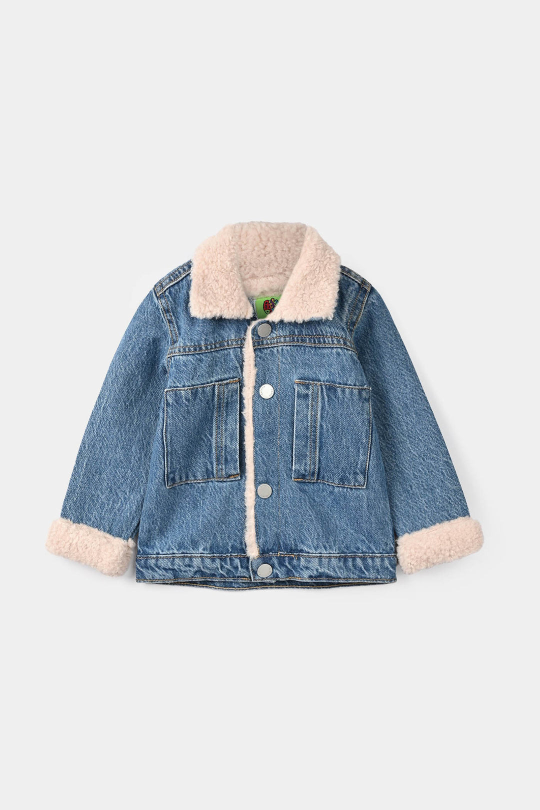 Infant Boys Denim Rigid Jacket Sherpa 1 - Mid Blue