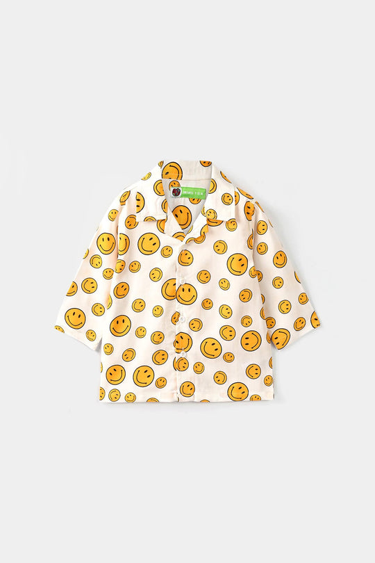 Infant Boys Cotton Nightwear-Smiley-Off.White