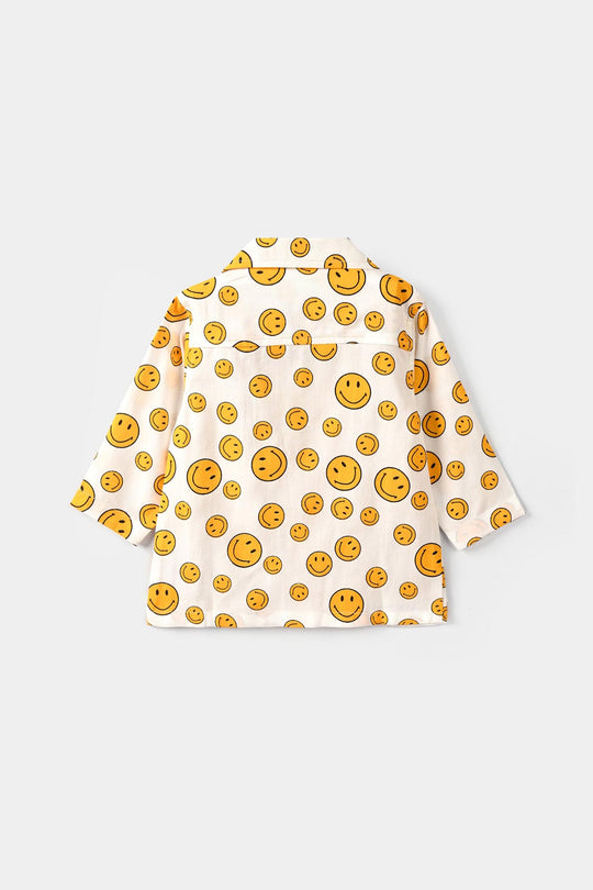 Infant Boys Cotton Nightwear-Smiley-Off.White