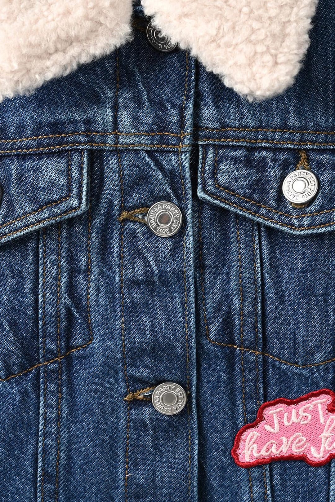Girls Denim Rigid Jacket Just Have Fun - Mid Blue