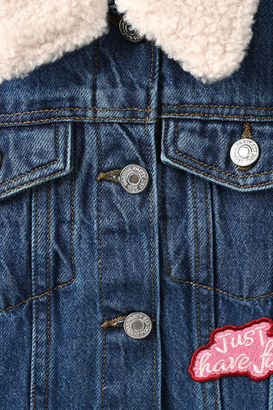 Girls Denim Rigid Jacket Just Have Fun - Mid Blue