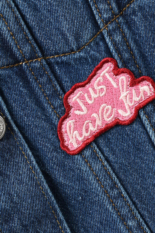 Girls Denim Rigid Jacket Just Have Fun - Mid Blue