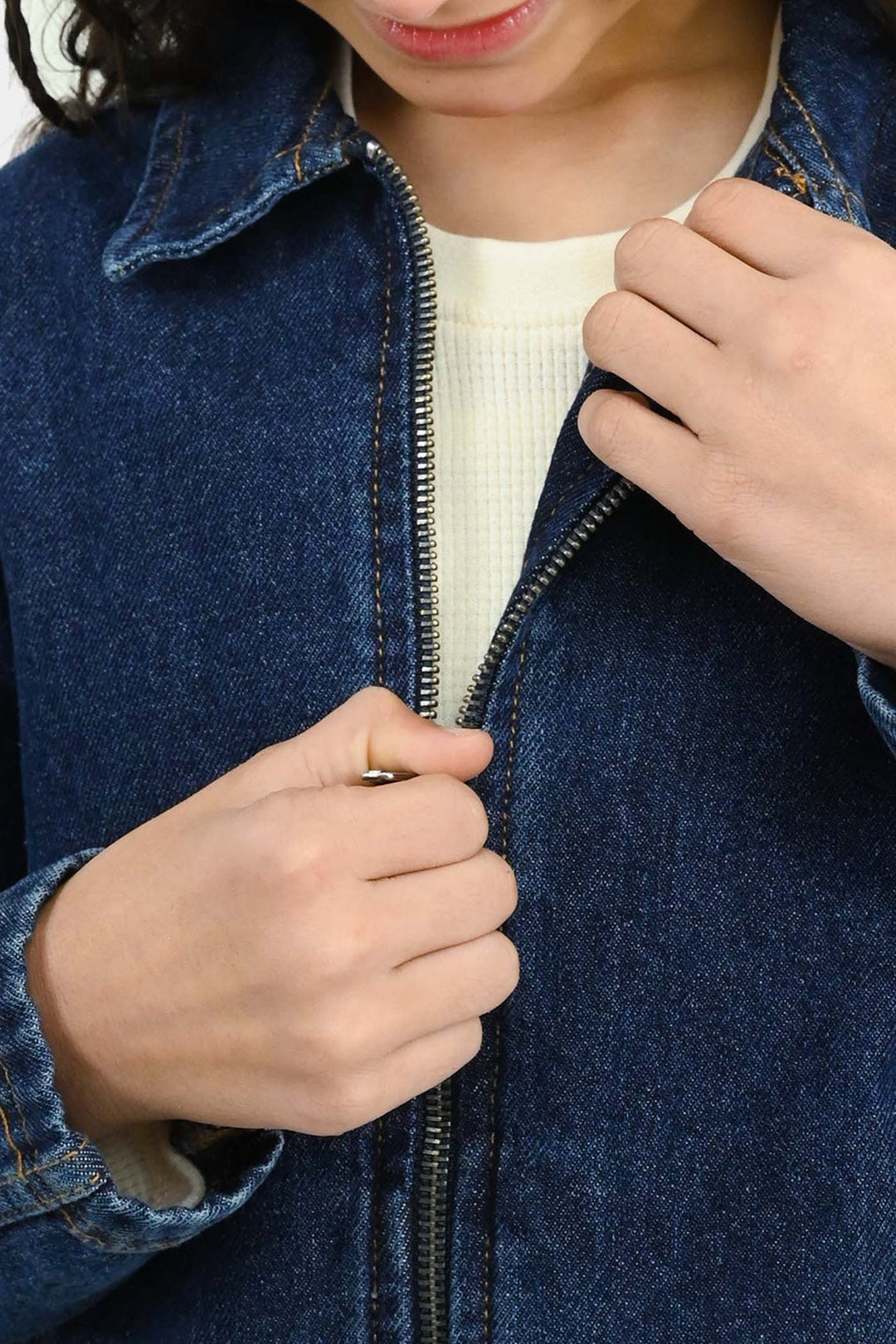 Girls Denim Rigid Woven Jacket Rope - Dark Blue