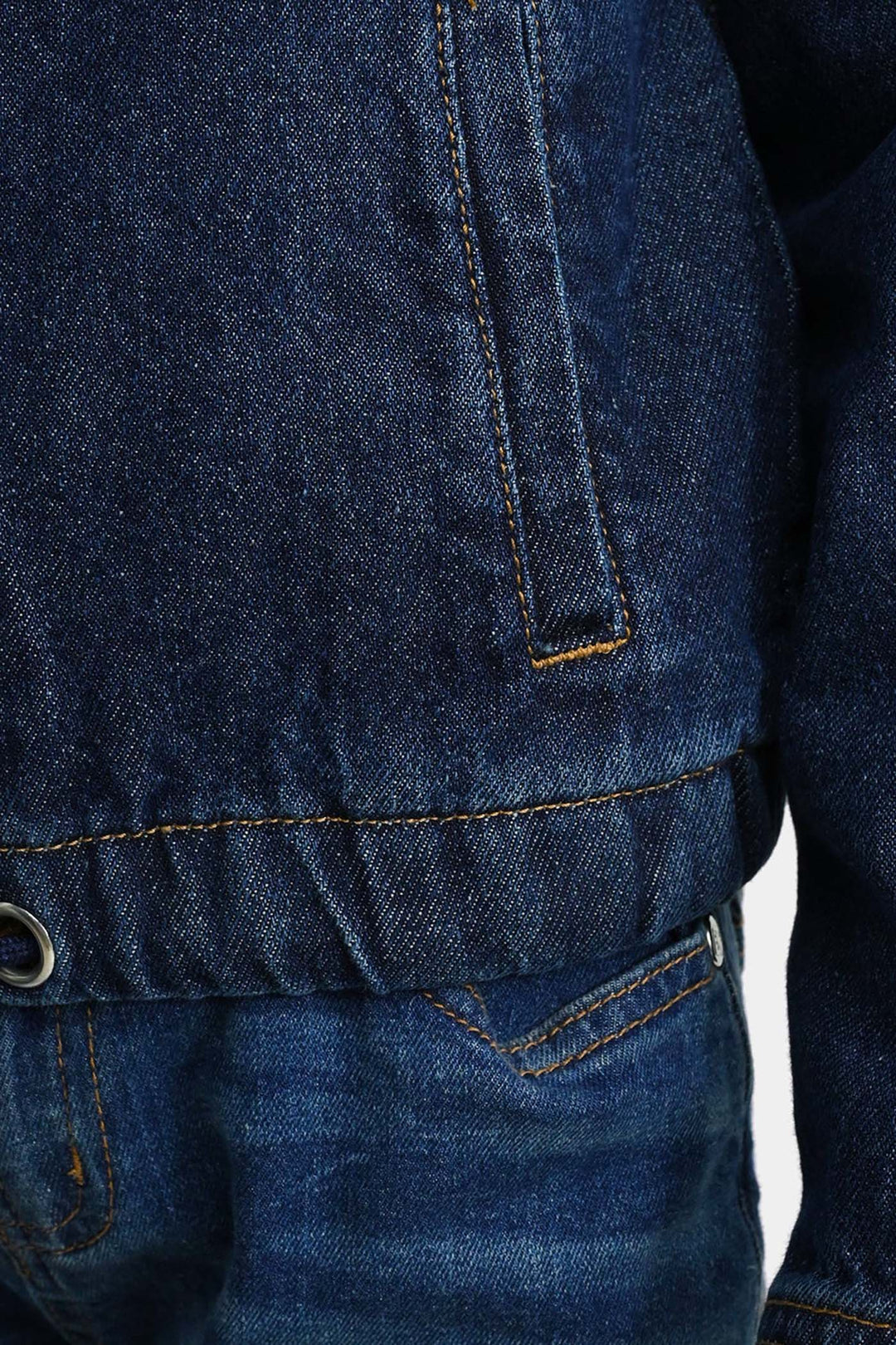 Girls Denim Rigid Woven Jacket Rope - Dark Blue