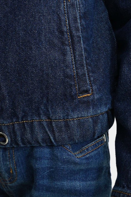 Girls Denim Rigid Woven Jacket Rope - Dark Blue