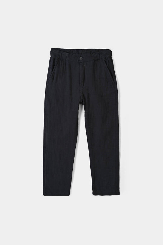Boys Gauze Woven Suit Hello-CHARCOAL