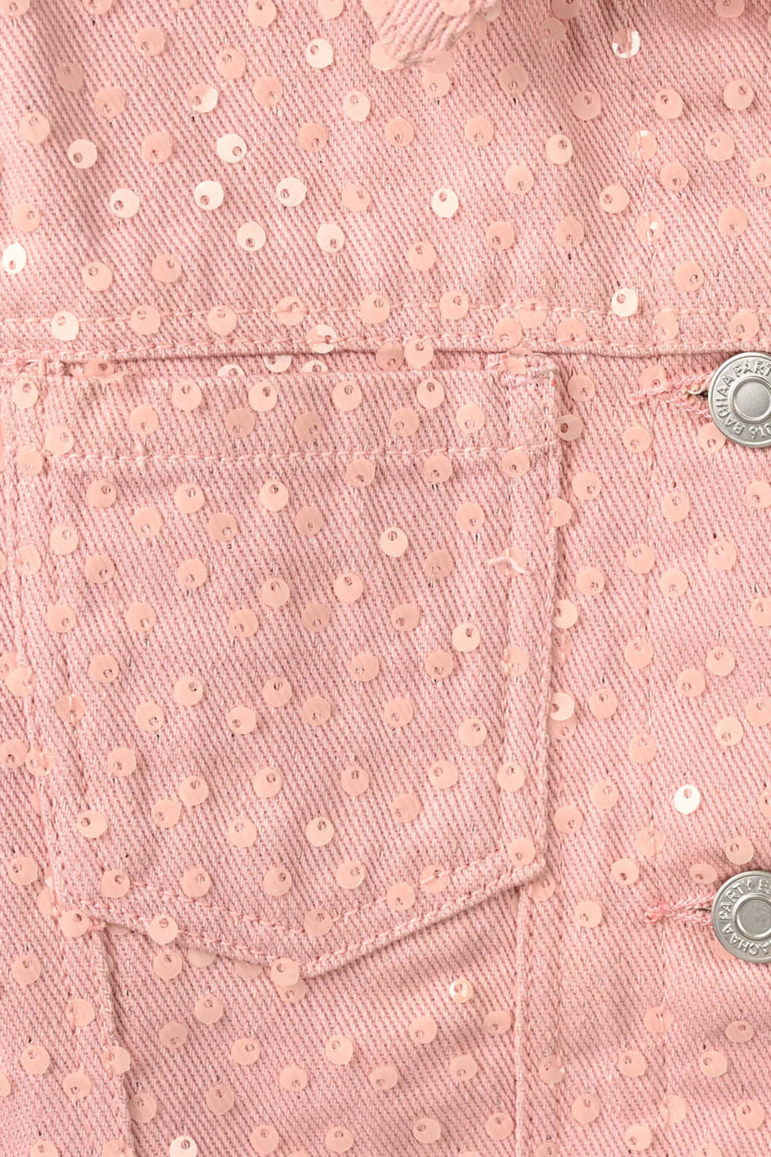 Girls Cotton Twill Woven Jacket Sequence Pink