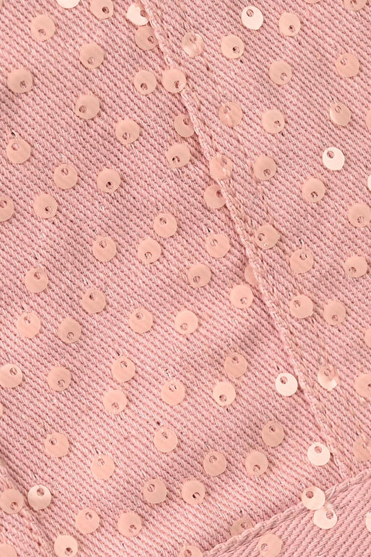 Girls Cotton Twill Woven Jacket Sequence Pink