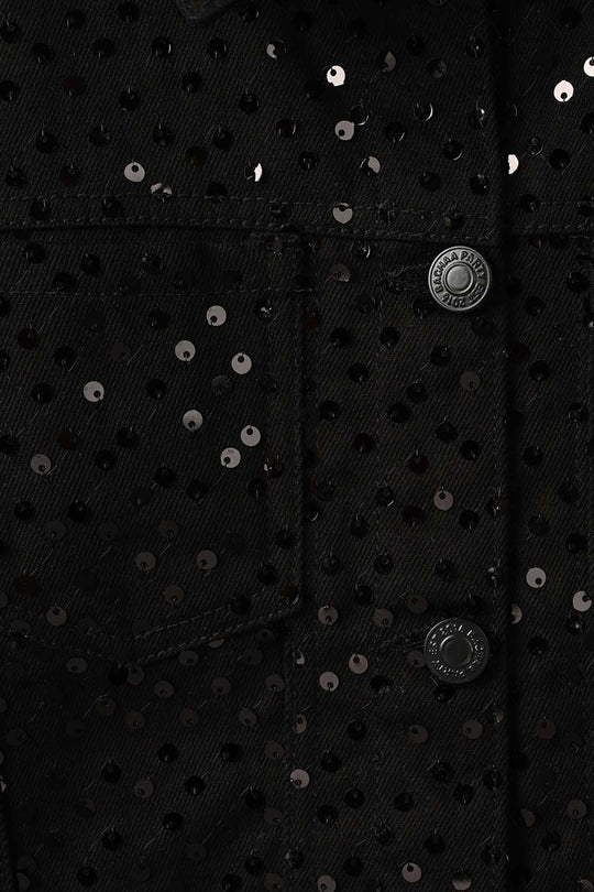 Girls Cotton Twill Woven Jacket Sequence Black